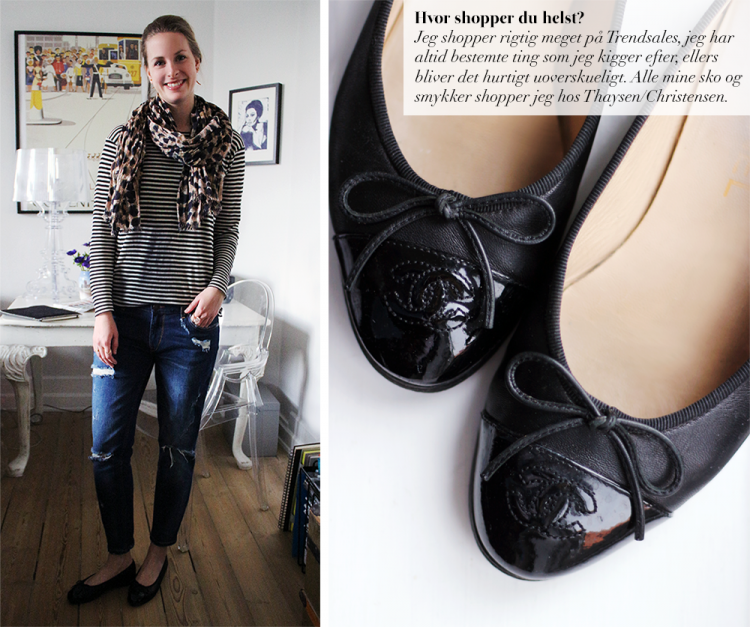 chanel ballerinas sko espadrilles sneakers stribet bluse sømandstrøje ripped jeans asos leopard scarf fashion blog blogger modeblog outfit ootd styling copy